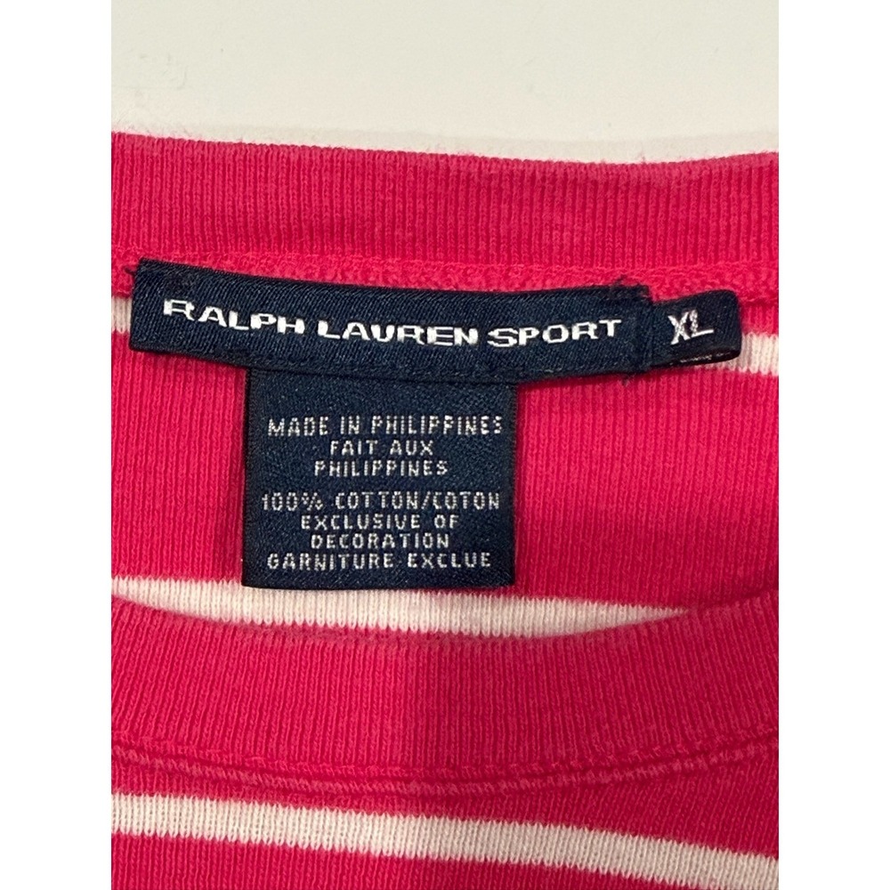Ralph Lauren Sport Womens XL Pink White Striped Long Sleeve Cotton Tee Shirt - Picture 4 of 7